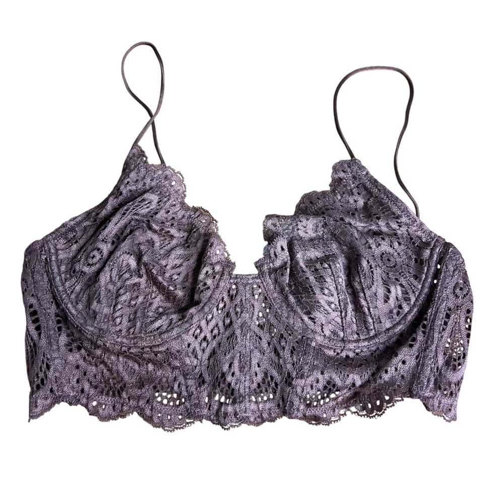 Free People Lace Longline Bralette Size S‎ Underwire Adjustable Hickory NWT